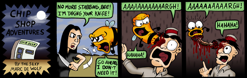 Chip Shop Adventures - Guest Comic #4 - Marc de Wolf: No need for knives.